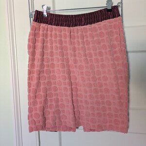 Pink H&M Terrycloth Skirt Geometric Size US 6 Polka Dot and Square Pattern